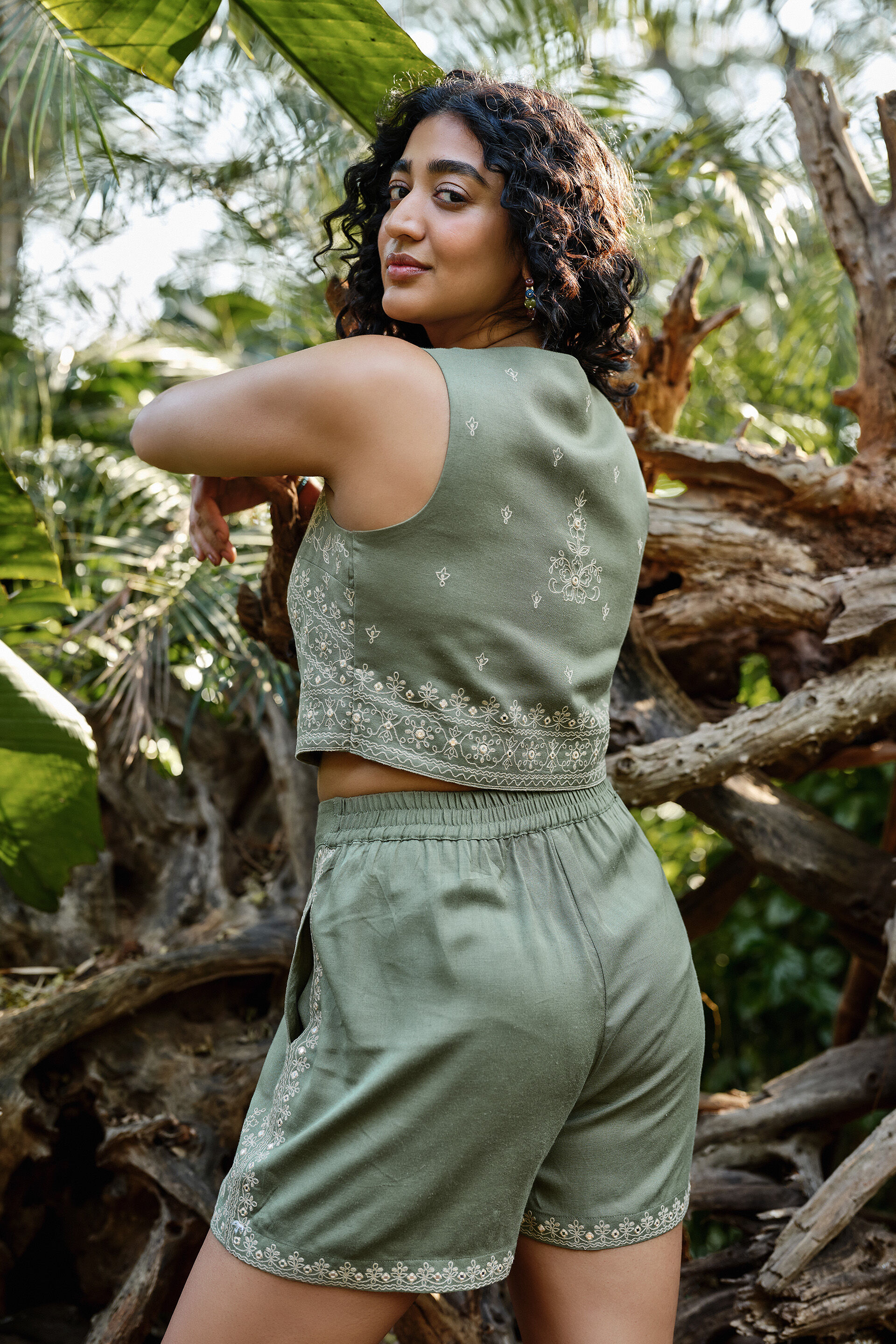 Sage Embroidered Co-ord Set, Green, image 5